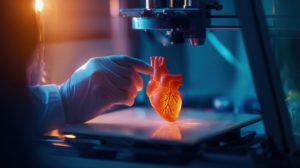 Tecnologias que estão revolucionando a prática médica em países subdesenvolvidos 1 Ilustração de impressora 3D criando um coração artificial