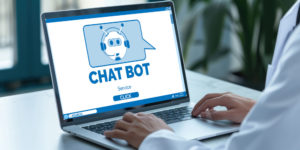 médico usando chatbot IA no computador